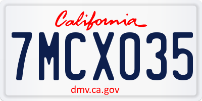 CA license plate 7MCX035