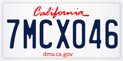 CA license plate 7MCX046