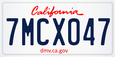 CA license plate 7MCX047