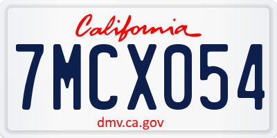 CA license plate 7MCX054