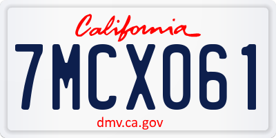 CA license plate 7MCX061