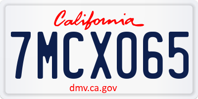 CA license plate 7MCX065