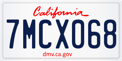 CA license plate 7MCX068