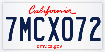 CA license plate 7MCX072