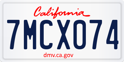 CA license plate 7MCX074