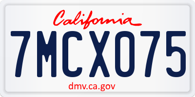 CA license plate 7MCX075