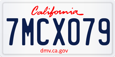 CA license plate 7MCX079