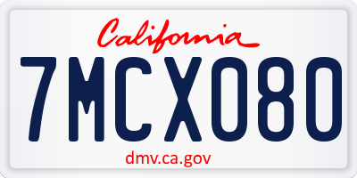 CA license plate 7MCX080