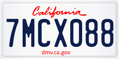 CA license plate 7MCX088
