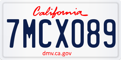 CA license plate 7MCX089