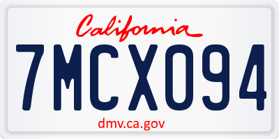 CA license plate 7MCX094