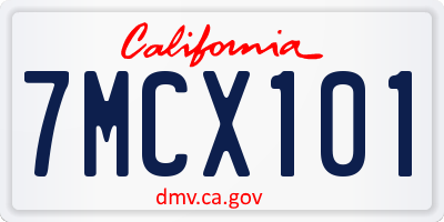 CA license plate 7MCX101