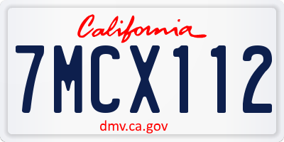 CA license plate 7MCX112