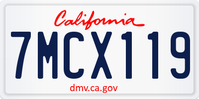 CA license plate 7MCX119