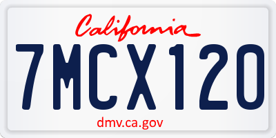 CA license plate 7MCX120