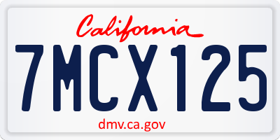 CA license plate 7MCX125