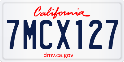 CA license plate 7MCX127