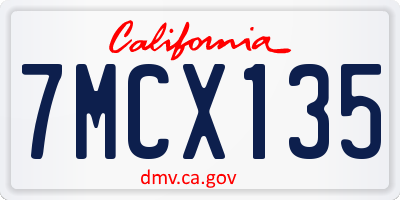 CA license plate 7MCX135