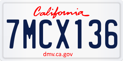 CA license plate 7MCX136