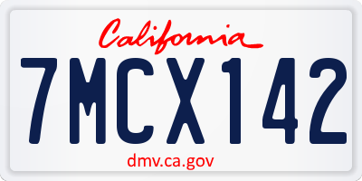 CA license plate 7MCX142