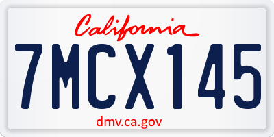 CA license plate 7MCX145