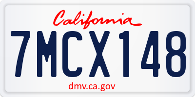 CA license plate 7MCX148