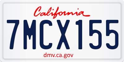 CA license plate 7MCX155
