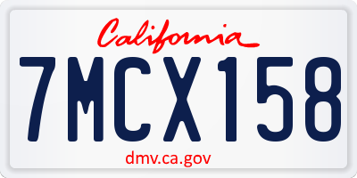 CA license plate 7MCX158