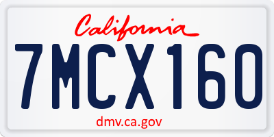 CA license plate 7MCX160