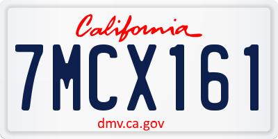 CA license plate 7MCX161