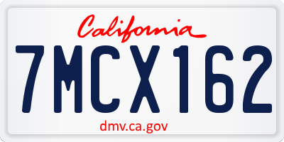 CA license plate 7MCX162