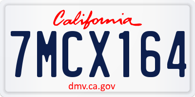 CA license plate 7MCX164