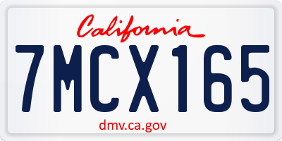 CA license plate 7MCX165