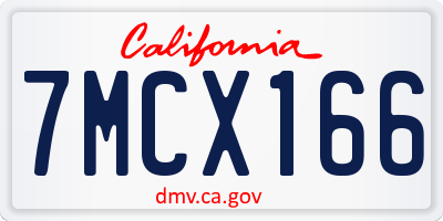 CA license plate 7MCX166