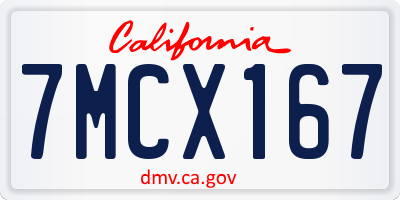 CA license plate 7MCX167