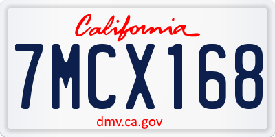 CA license plate 7MCX168