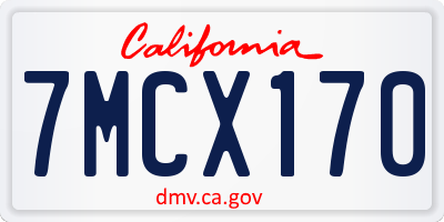 CA license plate 7MCX170