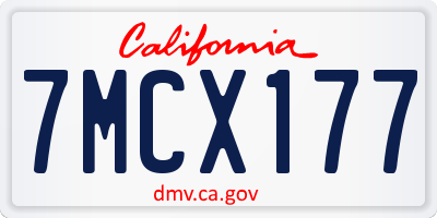 CA license plate 7MCX177