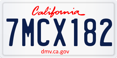 CA license plate 7MCX182