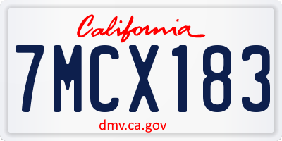 CA license plate 7MCX183