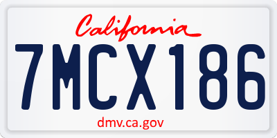 CA license plate 7MCX186