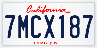 CA license plate 7MCX187
