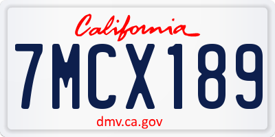 CA license plate 7MCX189