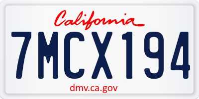 CA license plate 7MCX194