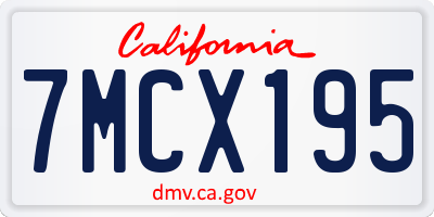 CA license plate 7MCX195