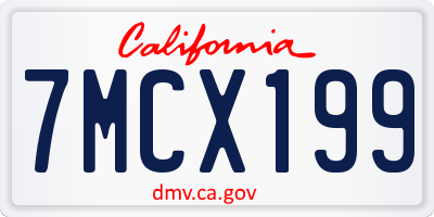 CA license plate 7MCX199