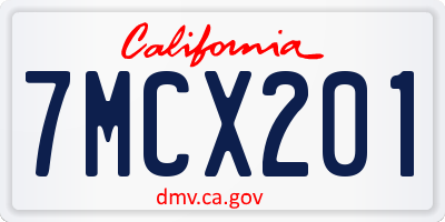 CA license plate 7MCX201