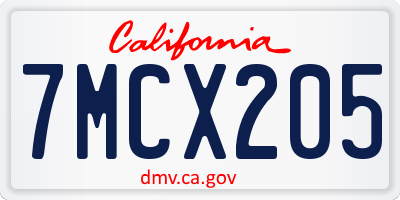 CA license plate 7MCX205