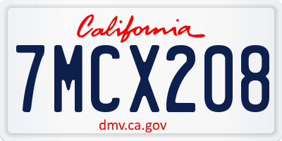CA license plate 7MCX208