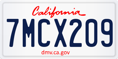 CA license plate 7MCX209